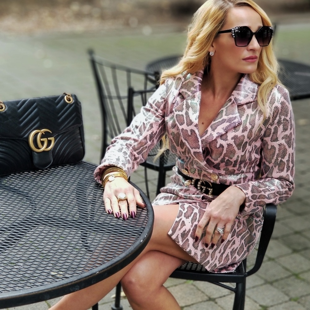 JEZEBEL Womens Snake Print Mini Dress Blazer Coat - Picture 3 of 6